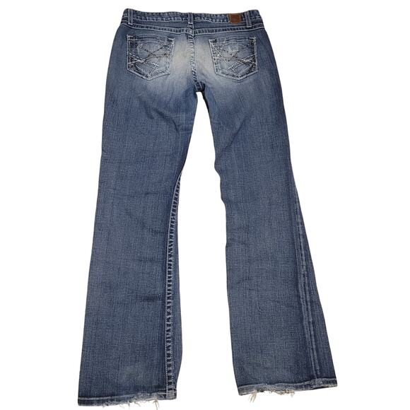 BKE Kate Low-Rise Bootcut Jeans Faded Distressed Tag 32Wx33.5L Actual 32Wx32L - Picture 2 of 11